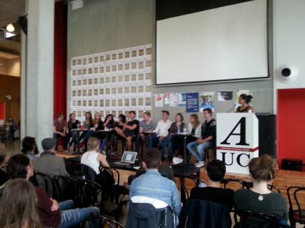 From left to right: Daniel Bieckmann (DL), Danielle Wagenaar (DL), Ankie van Dijk (DL), Claudia Rot (DL), Isi Frey (PP), Tanushree Khausal (PP), Marten Dondorp (PP), Maarten Albers (SYN), Stijn Wilbers (SYN), Lia Den Daas (APP), Mirjam Quaak (APP), Ties Ammerlaan (APP), and current SC chair Aqsa Hussain.